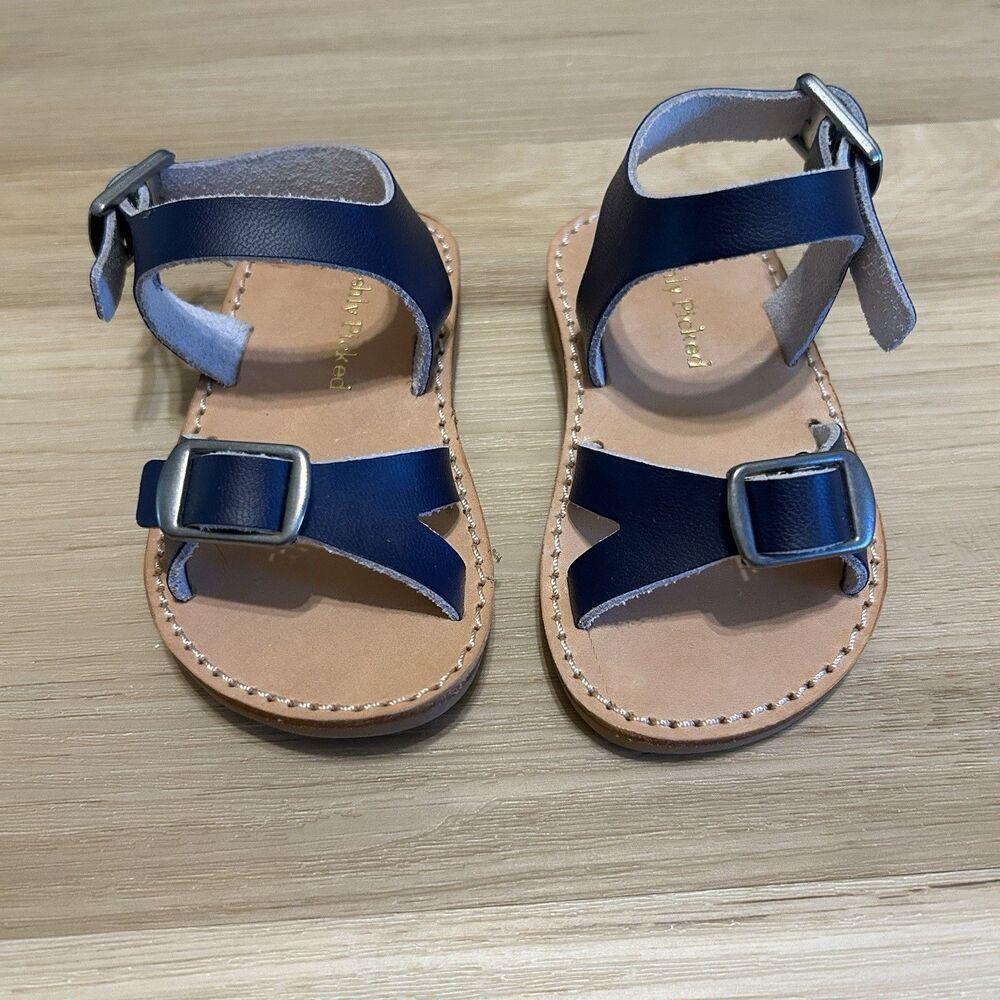 NWOT Freshly Picked Carmel Sandal Baby Size 3 Maritime Navy Blue Leather